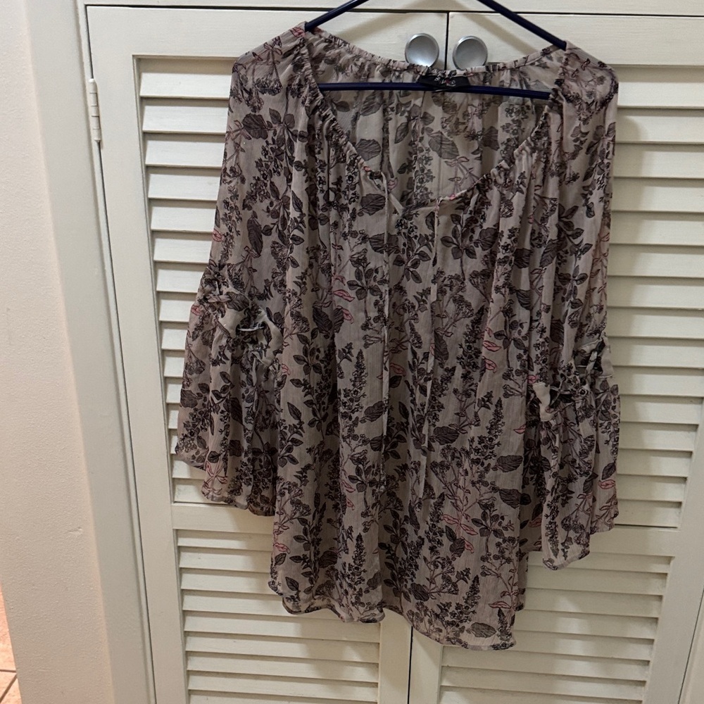 Style & Co. Floral Blouse - Black and Pink